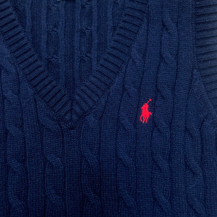 RALPH LAUREN 26S V-NECK CABLE-KNIT VEST 734