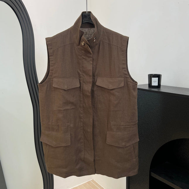 LORO PIANA 26S SLEEVELESS STAND-COLLAR VEST 898