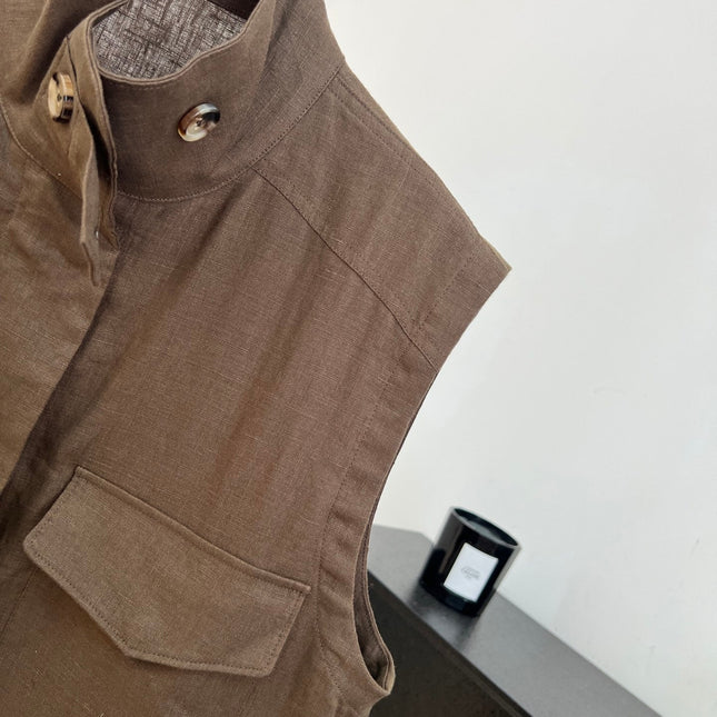 LORO PIANA 26S SLEEVELESS STAND-COLLAR VEST 898