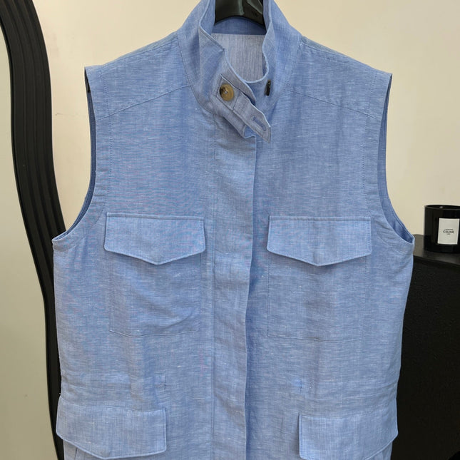 LORO PIANA 26S SLEEVELESS STAND-COLLAR VEST 897