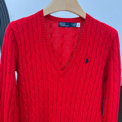 RALPH LAUREN 26S V-NECK CABLE-KNIT SWEATER 562