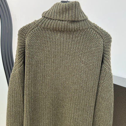 RALPH LAUREN 26S BUTTON-NECK CHUNKY KNIT SWEATER 607