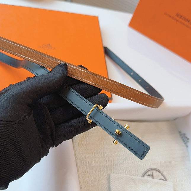 HM REVERSIBLE ANCRE KIT 13MM BELT IN BROWN CALFSKIN GOLD-TONE HARDWARE