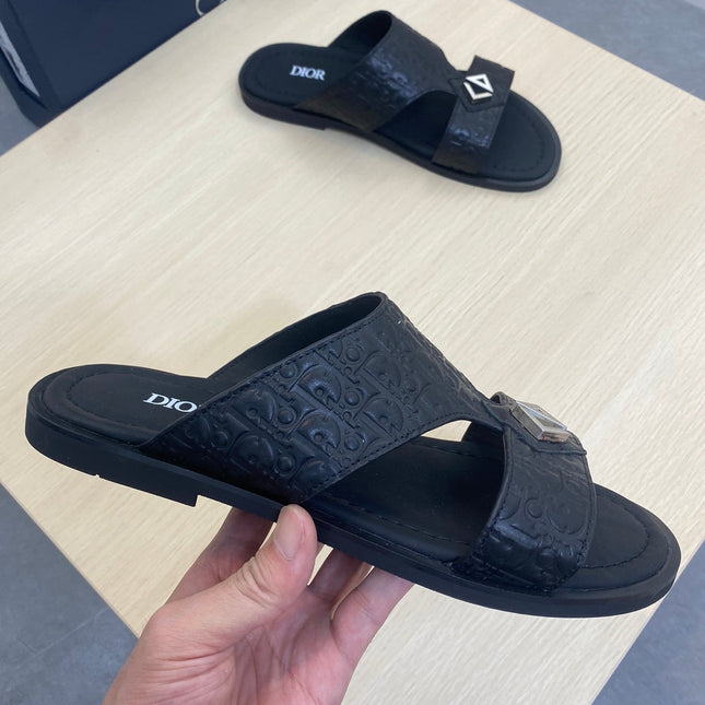 CD ALIDAS CROSS SANDAL BLACK MONOGRAM CALFSKIN