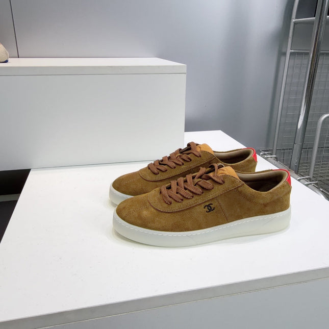 CHANEL 26S GUM SOLE SNEAKERS IN BROWN SUEDE