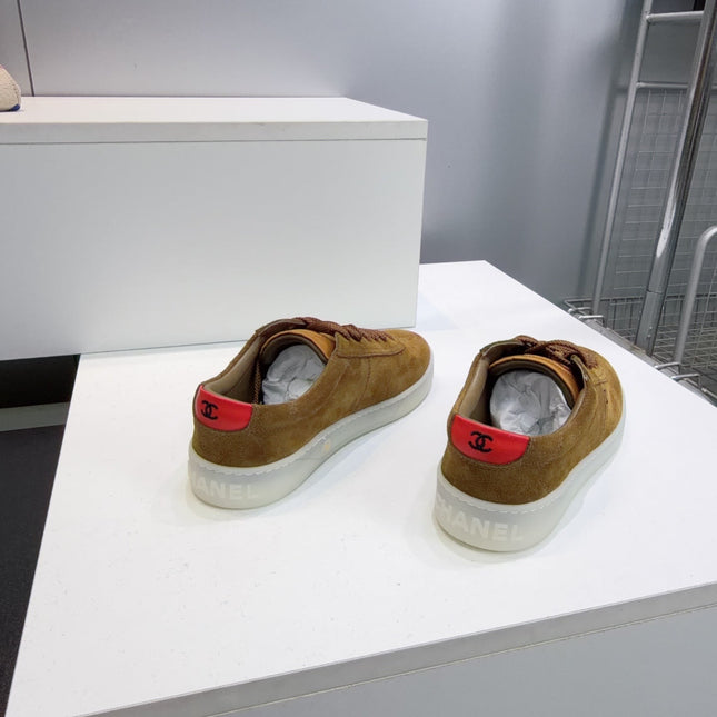 CHANEL 26S GUM SOLE SNEAKERS IN BROWN SUEDE