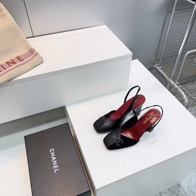 CHANEL 26S SLINGBACK 100 MM IN BLACK SUEDE AND LAMBSKIN