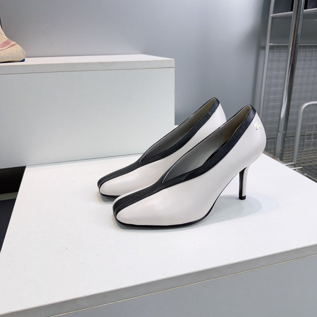 CHANEL 26S HIGH HEELS 100 MM IN WHITE CALFSKIN