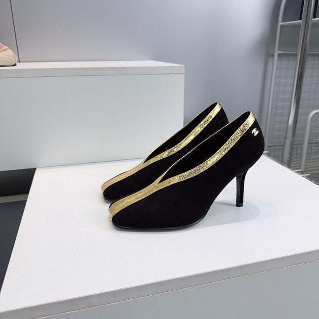CHANEL 26S HIGH HEELS 100 MM IN BLACK SUEDE