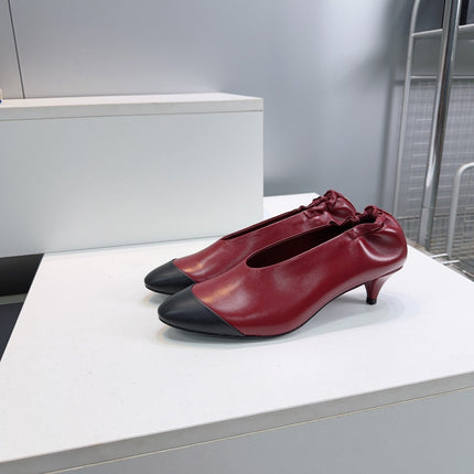 CHANEL 26S COLOR-BLOCK HIGH HEELS 45 MM IN RED AND BLACK LAMBSKIN