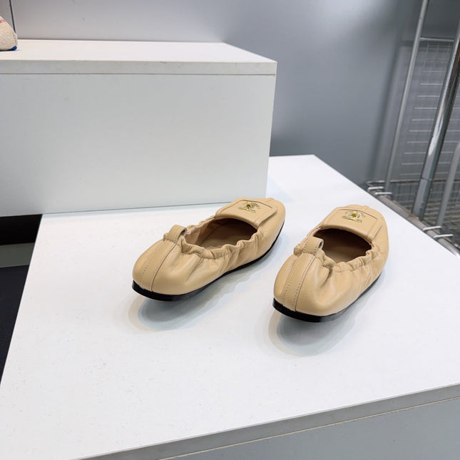 CHANEL 26S BALLERINA FLATS IN BEIGE LAMBSKIN