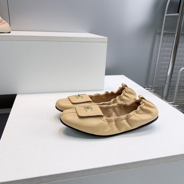CHANEL 26S BALLERINA FLATS IN BEIGE LAMBSKIN