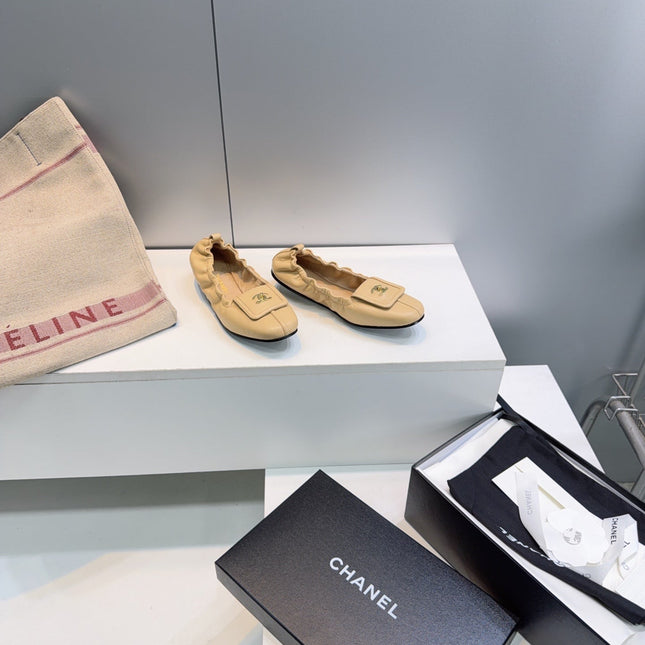 CHANEL 26S BALLERINA FLATS IN BEIGE LAMBSKIN