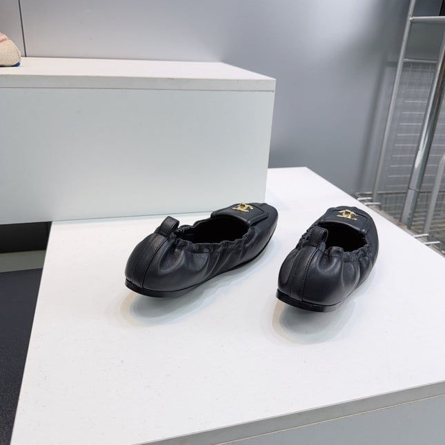 CHANEL 26S BALLERINA FLATS IN BLACK LAMBSKIN