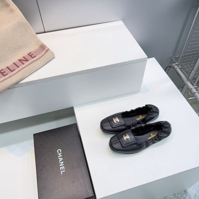 CHANEL 26S BALLERINA FLATS IN BLACK LAMBSKIN