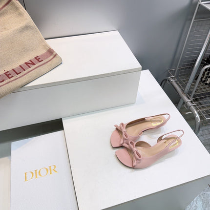 DIOR 26S BOW SLINGBACK SANDALS 45MM IN PINK CALFSKIN
