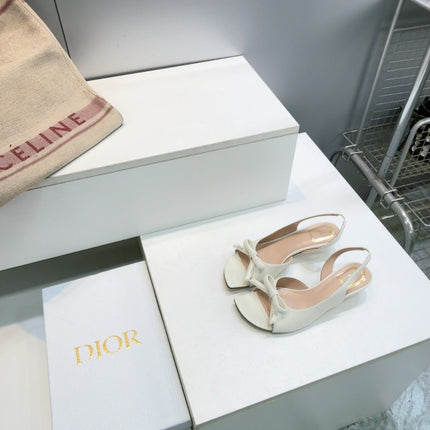 DIOR 26S BOW SLINGBACK SANDALS 45MM IN IVORY WHITE CALFSKIN