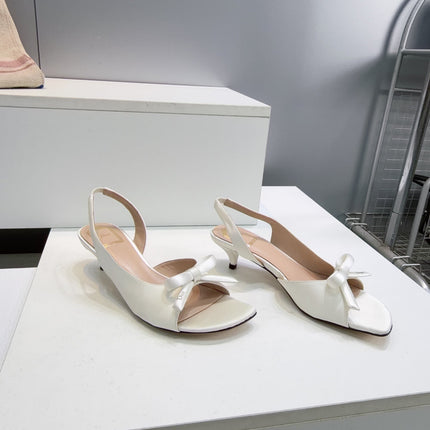DIOR 26S BOW SLINGBACK SANDALS 45MM IN IVORY WHITE SATIN