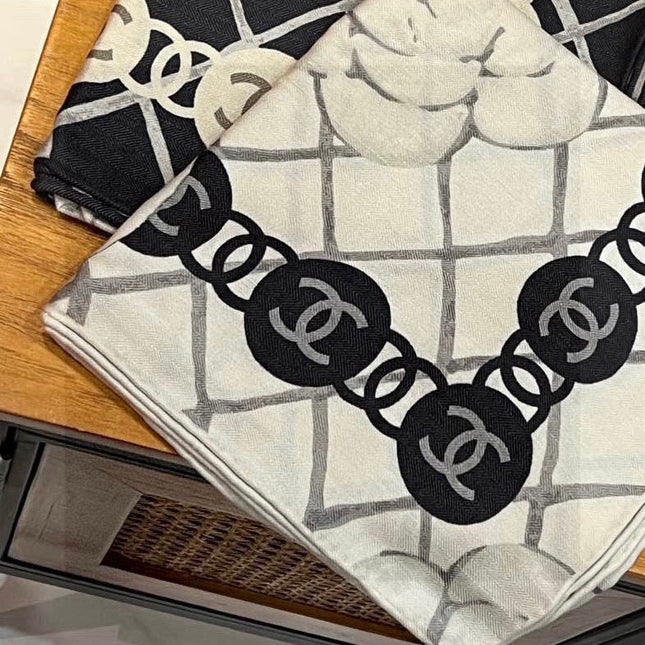 CHANEL 25S SCARF 110 IN CASHMERE SILK 730602