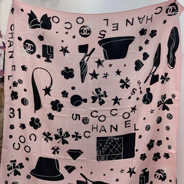 CHANEL 25S SCARF 140 IN SILK AND CASHMERE 932003