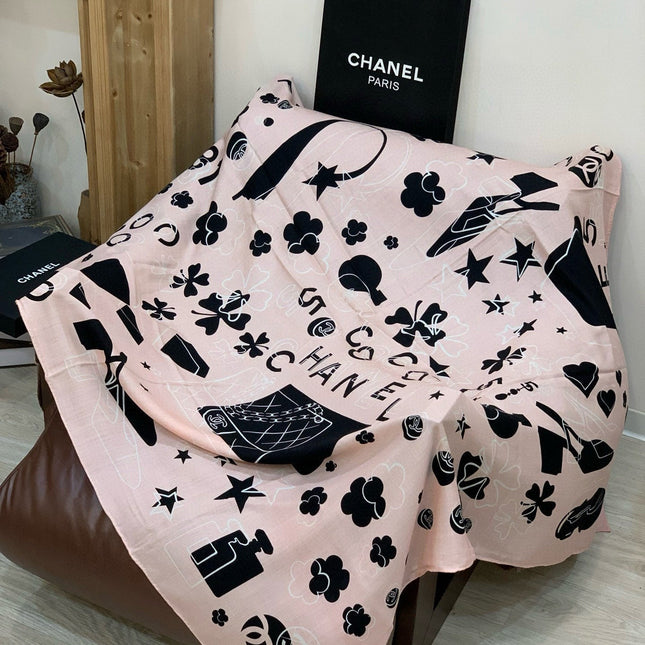 CHANEL 25S SCARF 140 IN SILK AND CASHMERE 932003
