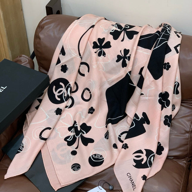 CHANEL 25S SCARF 140 IN SILK AND CASHMERE 932003