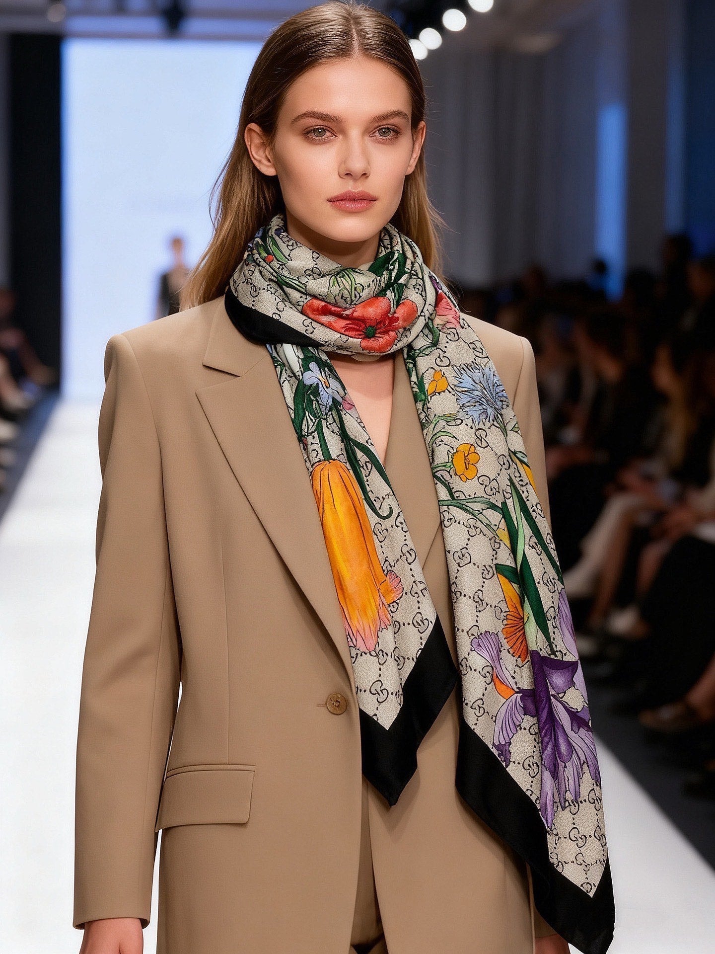 GUCCI 26S SCARF 140 IN CASHMERE AND SILK 250154