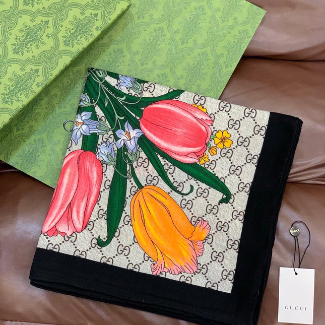 GUCCI 26S SCARF 140 IN CASHMERE AND SILK 250154
