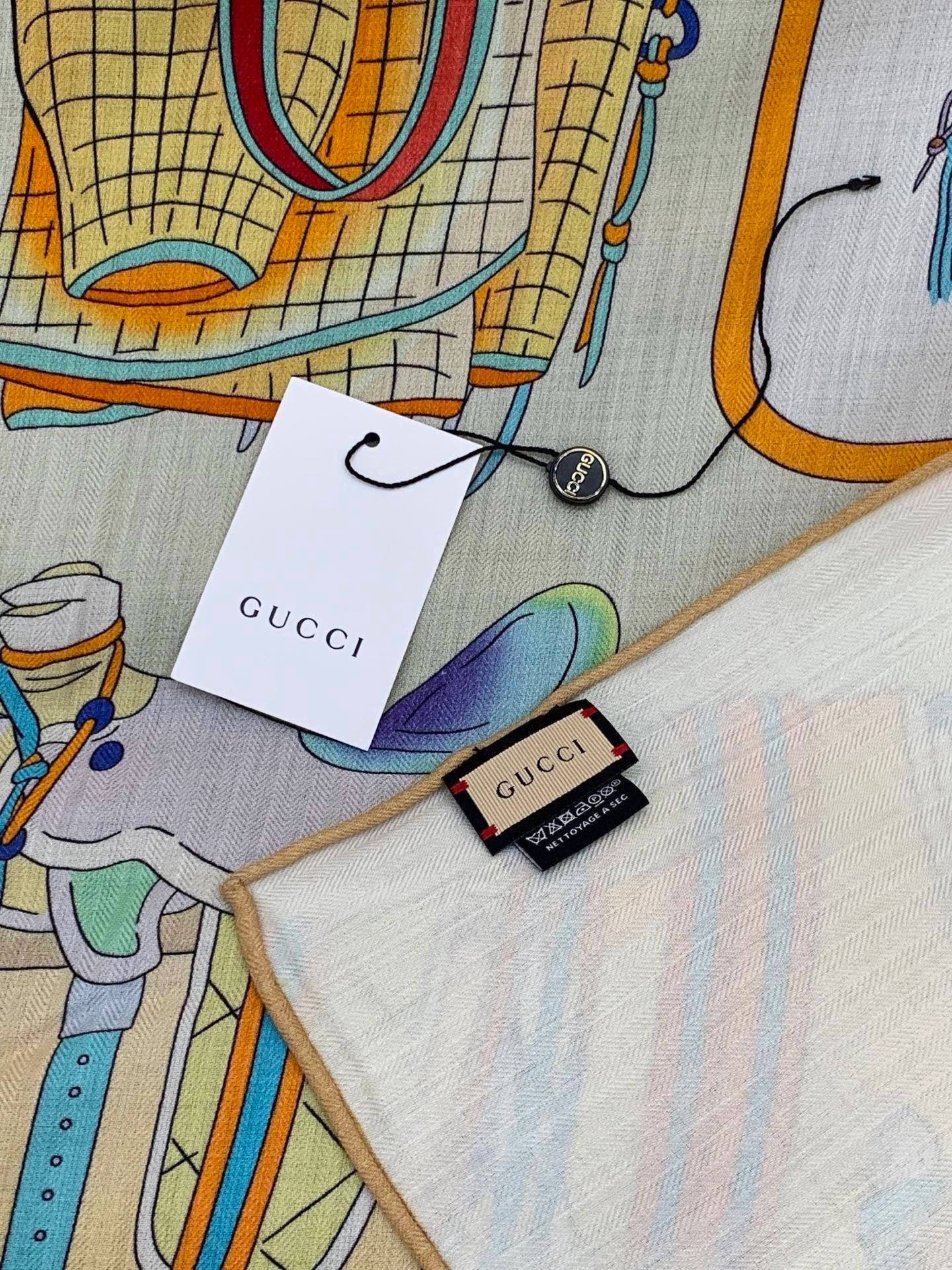 GUCCI 26S SCARF 135 IN CASHMERE AND SILK 315000