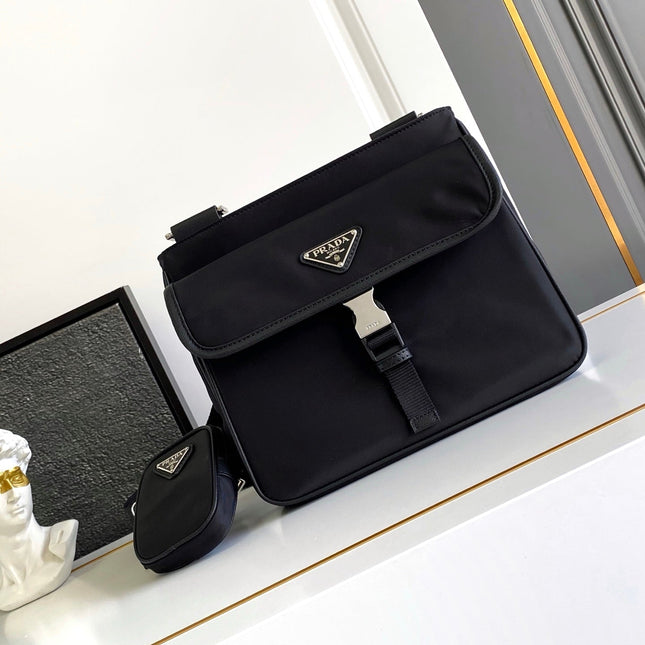 PRADA 26S SHOULDER BAG 22 IN BLACK NYLON
