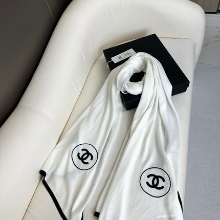 LONG SCARF 200 CM IN WHITE CASHMERE AND SILK 396410
