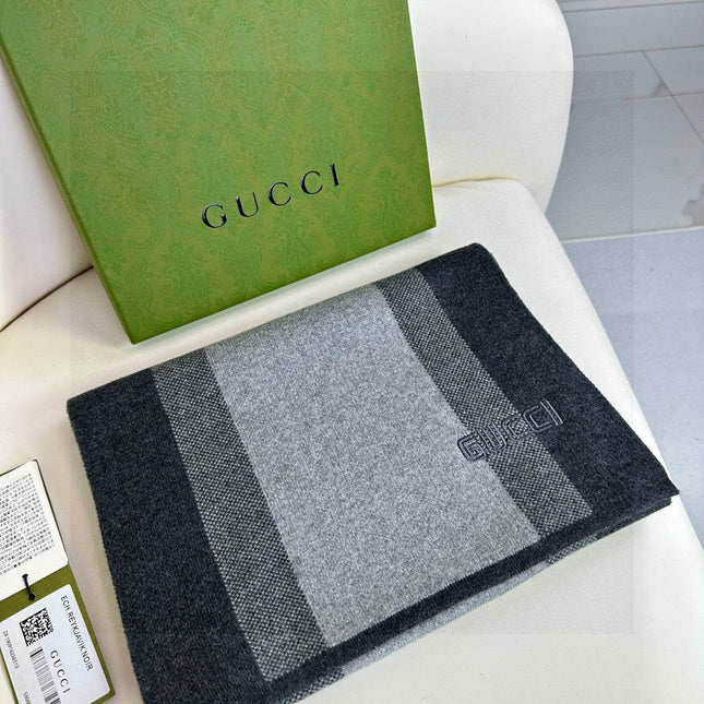 SCARF 180 CM IN BLACK MIX LIGHT GRAY CASHMERE 398447