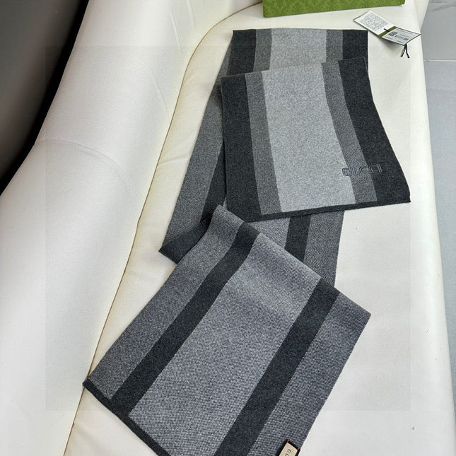 SCARF 180 CM IN BLACK MIX LIGHT GRAY CASHMERE 398447