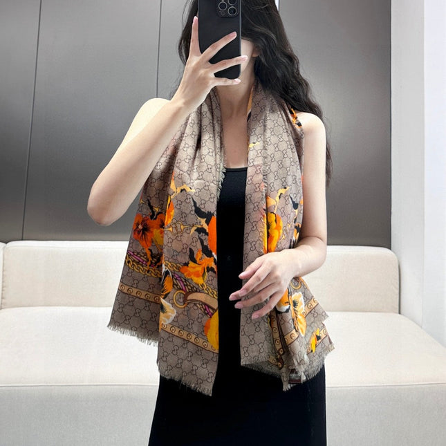GUCCI 26S SCARF 140 IN CASHMERE AND SILK 309777