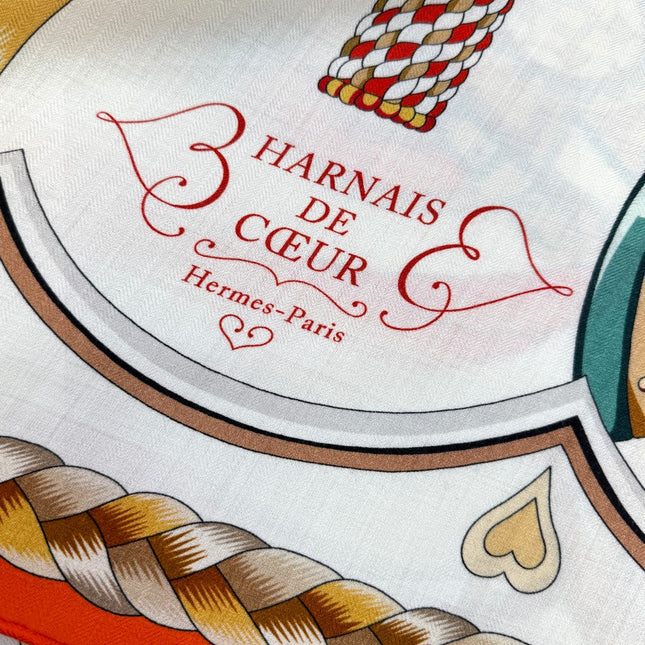 HERMES 26S PRINTED SQUARE SCARF 135 IN CASHMERE AND SILK 309422