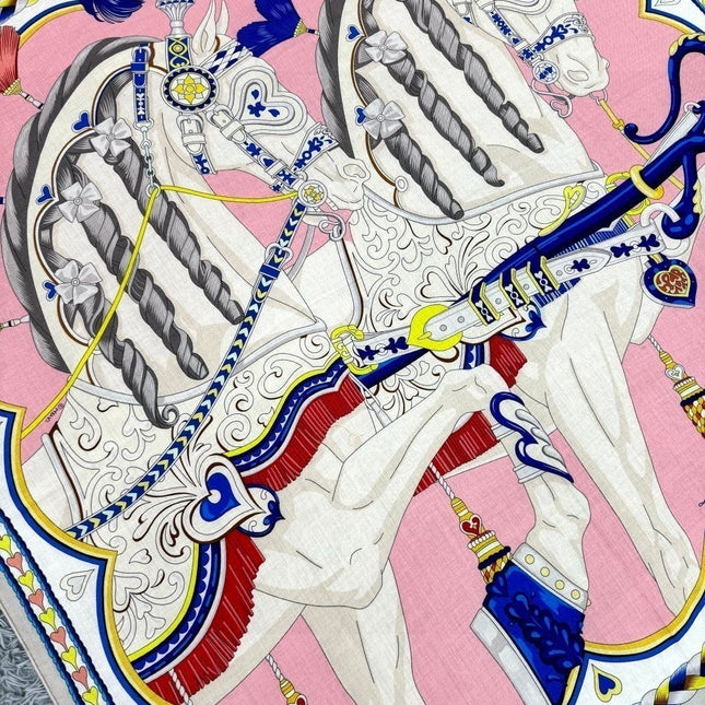 HERMES 26S PRINTED SQUARE SCARF 135 IN CASHMERE AND SILK 309423