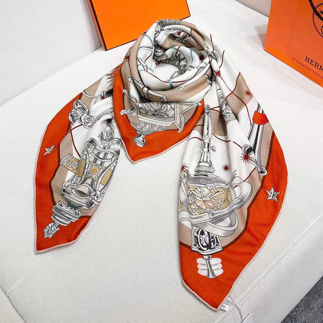 HERMES 26S SCARF 135 IN CASHMERE AND SILK 304577