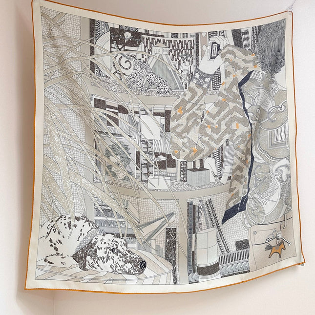 HERMES 26S PRINTED SQUARE SCARF 88 IN SILK 309441