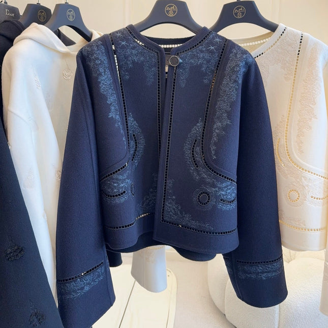 HERMES 25S SHORT REVERSIBLE KNITTED JACKET 092