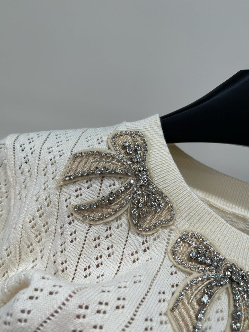 VALENTINO SHORT SLEEVE TOP WITH SEQUIN BOW 273160