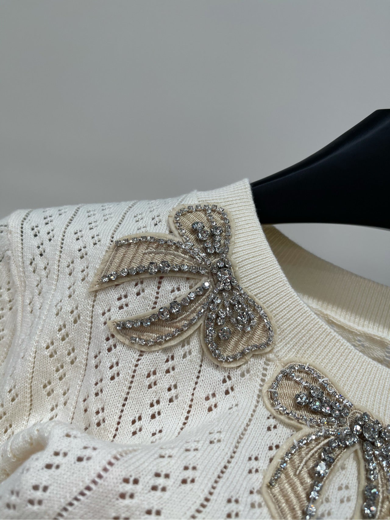 VALENTINO SHORT SLEEVE TOP WITH SEQUIN BOW 273160