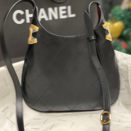 CHANEL 26S HOBO BAG 23 IN BLACK QUILTED CALFSKIN