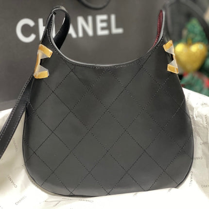 CHANEL 26S HOBO BAG 23 IN BLACK QUILTED CALFSKIN