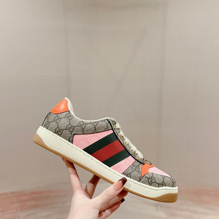 GUCCI 26S SCREENER SNEAKER IN BEIGE MIX LIGHT PINK CANVAS