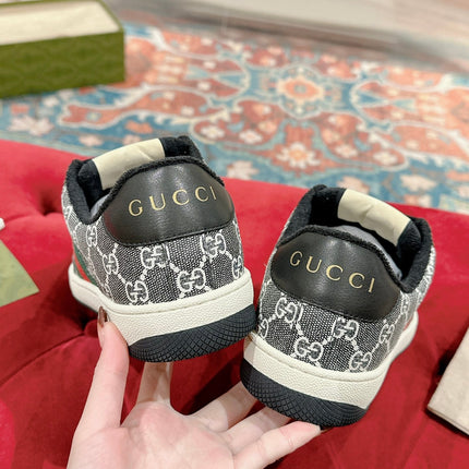 GUCCI 26S SCREENER SNEAKER IN BLACK AND WHITE GG CANVAS