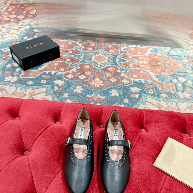 ALAIA MARY JANE IN BLACK LAMBSKIN WITH SILVER HARDWARE