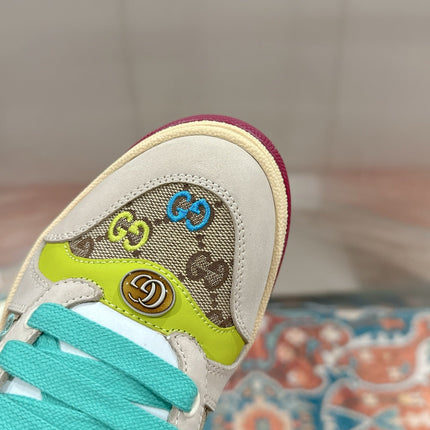 GUCCI 26S SCREENER SNEAKER IN MULTICOLOR SUEDE AND CANVAS
