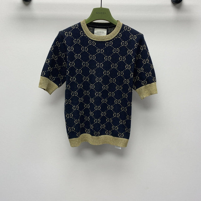 GUCCI SHORT-SLEEVE KNIT TOP 257396