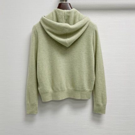 LORO PIANA 26S HOODED ZIP-UP KNIT CARDIGAN 857