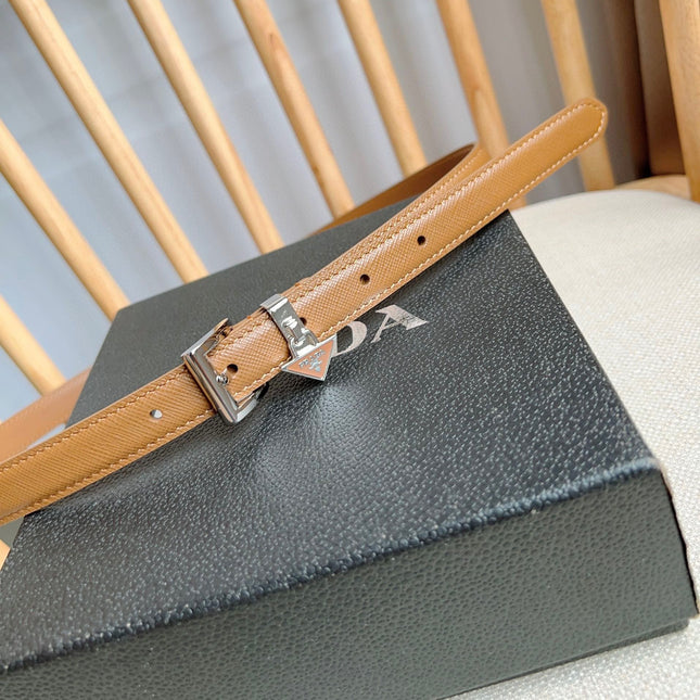 PRADA 25S BELT 15 MM IN BROWN CALFSKIN 571357